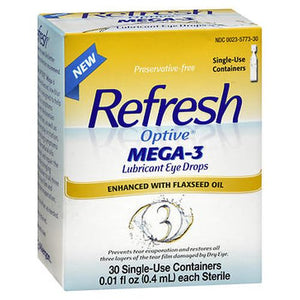 Refresh, Refresh Optive Mega-3 Lubricant Eye Drops with Flaxseed Oil, 30 Each
