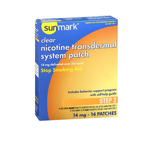 Sunmark, Sunmark Clear Nicotine Transdermal System Patches  Step 2, 14 mg, 14 Each