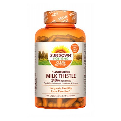 Sundown Naturals, Sundown Naturals Standardized Milk Thistle Capsules, 250 Caps