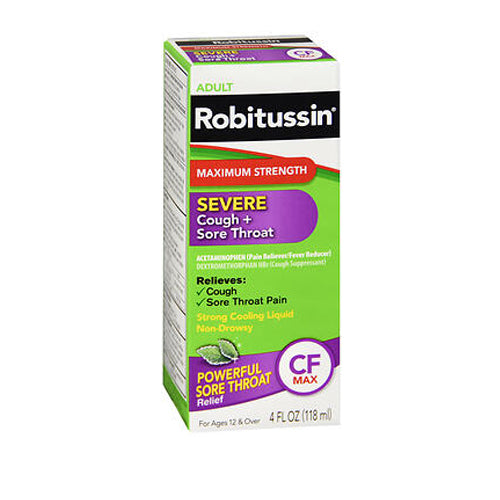 Robitussin, Robitussin Adult Maximum Strength Severe Cough + Sore Throat Relief Liquid, 4 Oz