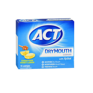 Act, Act Dry Mouth Lozenges Sugar Free Honey-Lemon, 18 Each