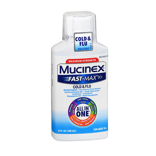 Mucinex, Mucinex Fast-Max Cold & Flu Maximum Strength Liquid, 6 Oz