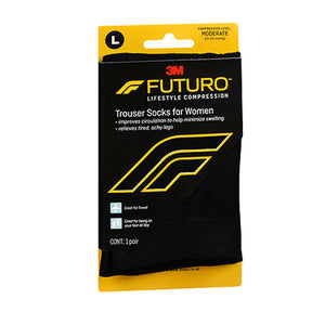 3M, Futuro Lifestyle Compression Trouser Socks for Women Moderate Black Large, 1 Each