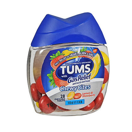 Tums, Tums with Gas Relief Chewy Bites Lemon & Strawberry, 28 Each