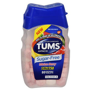 Tums, Tum Extra Strength Antacid Chewable Tablets Sugar-Free Melon Berry, 80 Tabs