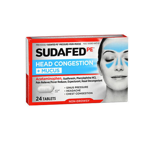 Sudafed Pe, Sudafed Pe Pressure + Pain + Mucus For Adults Caplets, 24 Caplets