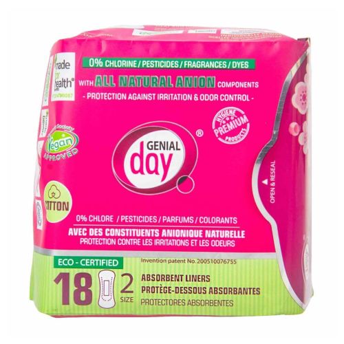 Genial Day, Feminine Liner Anion Strip Absorbant, 18 Count