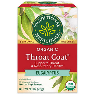 Traditional Medicinals, Throat Coat Eucalyptus Tea, 16 Bags