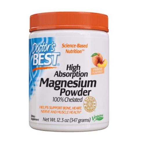 Doctors Best, Magnesium Powder Peach Flavored, 347 Grams