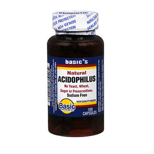 Basic Vitamins, Basic Vitamins Natural Acidophilus Capsules, 100 Caps