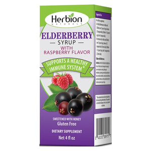 Herbion Naturals, Elderberry Syrup Raspberry, 4 Oz