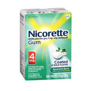 Nicorette, Nicorette Stop Smoking Aid Gum Spearmint Burst with a Hint of Chamomile, 4 mg, 100 Each