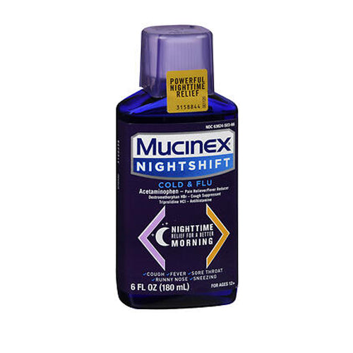 Mucinex, Mucinex Nightshift Cold & Flu Liquid, 6 Oz