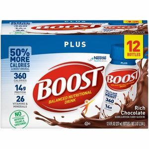 Nestle Healthcare Nutrition, Boost Plus Nutritional Drink Rich Chocolate, Count of 24