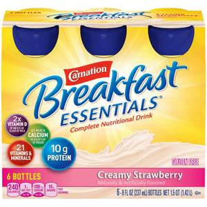 Nestle Healthcare Nutrition, Carnation Breakfast Essentials Creamy Strawberry Flavor, Count of 24