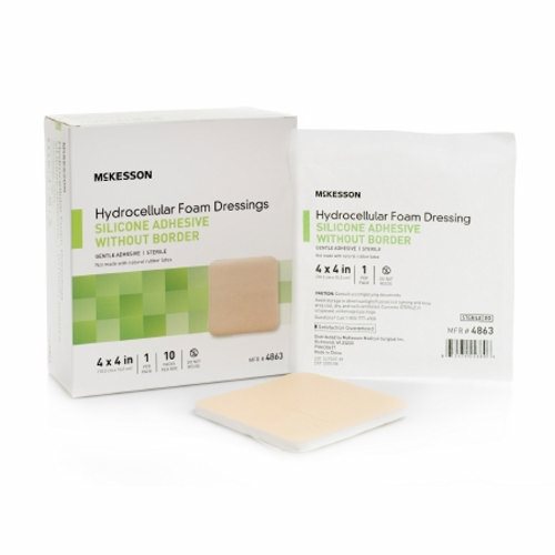McKesson, Silicone Foam Dressing McKesson 4 X 4 Inch Square Silicone Gel Adhesive without Border Sterile, Count of 1