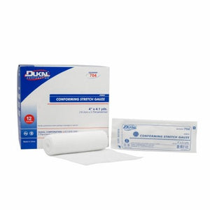 Dukal, Conforming Bandage Dukal Polyester / Rayon 1-Ply 4 Inch X 4-1/10 Yard Roll Shape Sterile, Count of 12