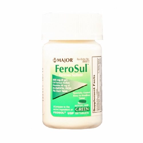 Major Pharmaceuticals, Mineral Supplement Feosol  Iron 325 mg Strength Tablet 100 per Bottle, Count of 1