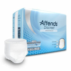 Attends, Male Adult Absorbent Underwear Attends  Discreet Pull On with Tear Away Seams Large / X-Large Dispos, Count of 18