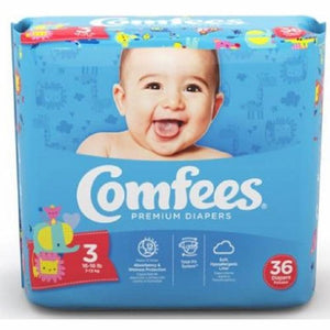 Attends, Unisex Baby Diaper Comfees  Tab Closure Size 3 Disposable Moderate Absorbency, Count of 144