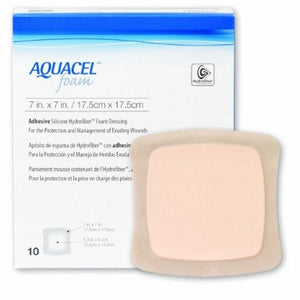 Convatec, Silicone Foam Dressing Aquacel  7 X 7 Inch Square Silicone Adhesive with Border Sterile, Count of 10