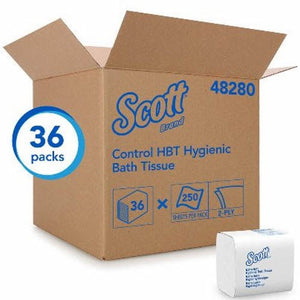 Kimberly Clark, Toilet Tissue Scott  Control HBT White 2-Ply Standard Size Folded 250 Sheets 4-1/2 X 8-1/10 Inch, Count of 36