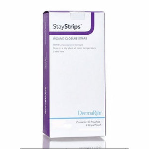 DermaRite, Skin Closure Strip StayStrips  1/8 X 3 Inch Nonwoven Material Flexible Strip White, Count of 50