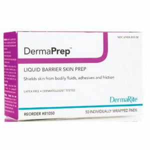 DermaRite, Skin Barrier Wipe DermaPrep Isopropyl Alcohol Individual Packet, Count of 50