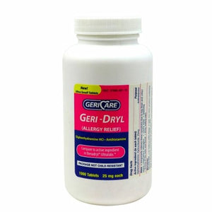 McKesson, Allergy Relief Geri-Care 25 mg Strength Tablet 1000 per Bottle, Count of 1