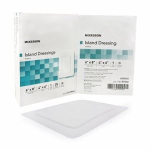 McKesson, Adhesive Dressing McKesson 6 X 8 Inch Polypropylene / Rayon Rectangle White Sterile, Count of 1