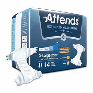 Attends, Unisex Adult Incontinence Brief Attends  Extended Wear Tab Closure X-Large Disposable Heavy Absorben, Count of 56