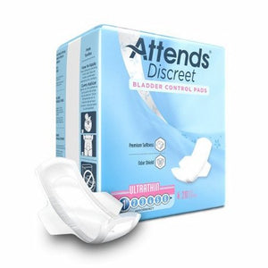 Attends, Bladder Control Pad Attends  Discreet 9 Inch Length Light Absorbency Polymer Core One Size Fits Most, Count of 20