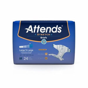 Attends, Unisex Adult Incontinence Brief Stretch Large / X-Large Disposable Heavy Absorbency, Count of 96