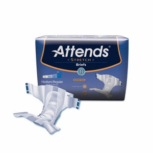 Attends, Unisex Adult Incontinence Brief Stretch Medium / Regular Disposable Heavy Absorbency, Count of 24