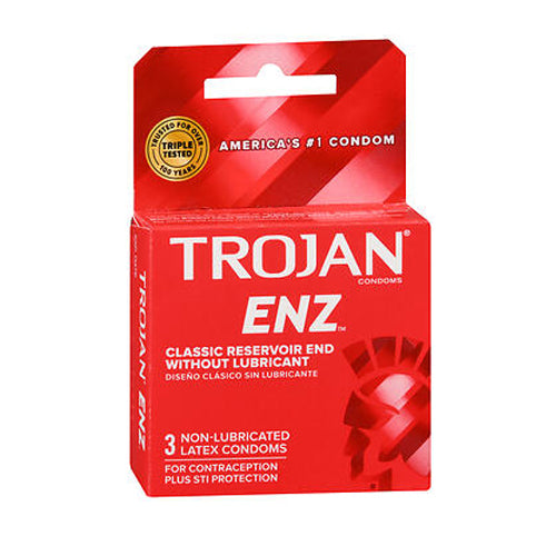 Condom Trojan  Non-Lubricated One Size Fits Most 3 per Box 3 Count by Trojan