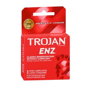 Condom Trojan  Non-Lubricated One Size Fits Most 3 per Box 3 Count by Trojan
