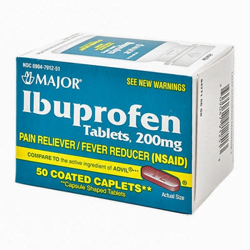 Major Pharmaceuticals, Ibuprofen, 200mg, 50 Coated Caplets