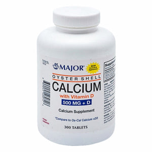 Major Pharmaceuticals, Oyster Shell Calcium with Vitamin D, 500mg, 300 Tabs