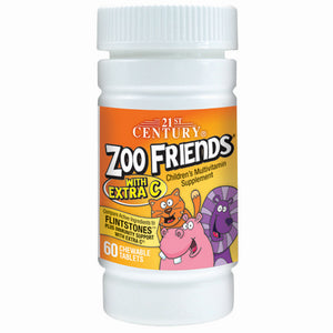 21st Century, Zoo Friends Multivitamin with Xtra C, 60 Chewable Tabs