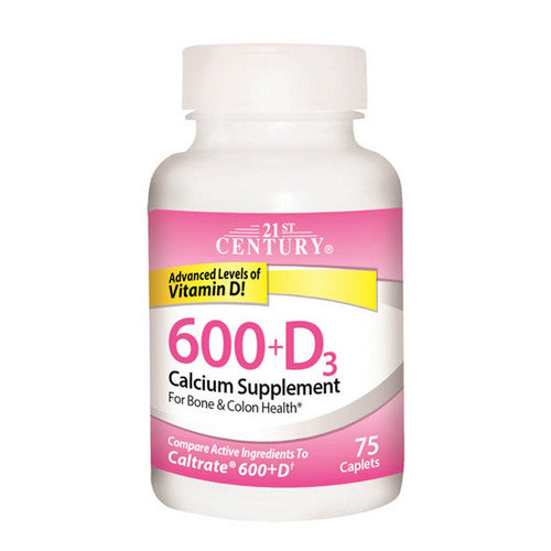 21st Century, Calcium 600 + Vitamin D 3, 75 Caplets