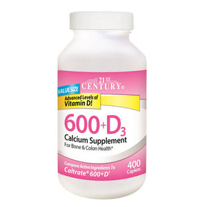 21st Century, Calcium 600 + Vitamin D3, 400 Caplets