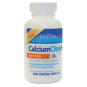 21st Century, Calcium Citrate Petites  + D3, 200 Tabs