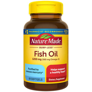 Nature Made, Fish Oil Burp-Less, 1200 mg, 60 Liquid Softgels