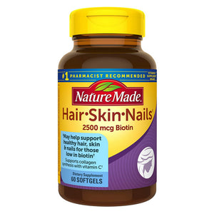 Nature Made, Hair, Skin & Nails Biotin, 2500 mcg, 60 Softgels