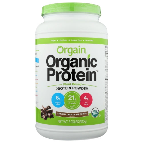 Orgain, Organic Plant Based Protein Powder, Creamy Chocolate Fudge 2.03 lbs