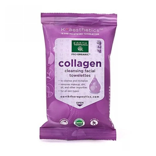 Earth Therapeutics, Collagen Cleansing Facial Towelettes, 15 Count