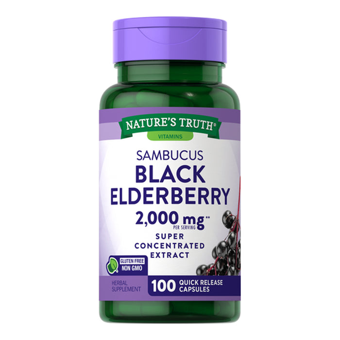 Nature's Truth, Sambucus Black Elderberry Quick Release, 2000 mg, 100 Caps