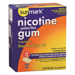 Sunmark, Sunmark Nicotine Polacrilex Coated Gum Fruit Freeze, 4 mg, 100 Each