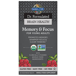 Garden of Life, Dr. Formulated Brain Health Memory & Focus for Young Adults, 60 Tablets