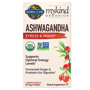 Garden of Life, mykind Organics Ashwaganda Stress & Mood, 60 Vegan Tabs